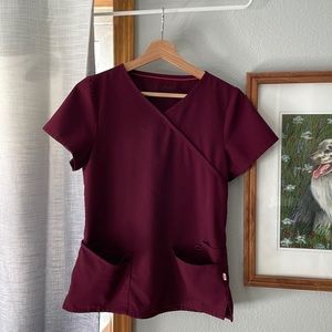 Urbane burgundy scrub top